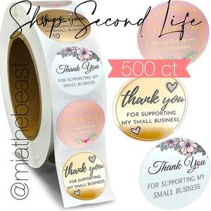 3/$20📦 roll of 500 stickers - 1” thank you for supporting my business